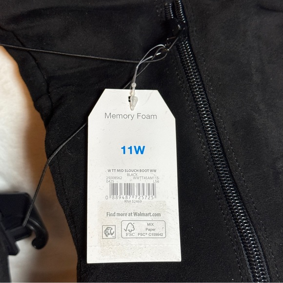 Time & Tru Women's Faux Suede Slouch Boots Kitten Heels Black Size 11W - NWT - Picture 6 of 8